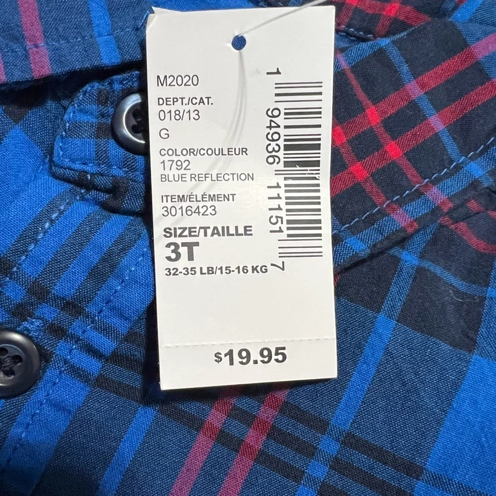 The Children's Place Blue Plaid Kids Shirt Size 3T